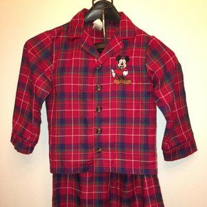 Disney Store Pajamas PJs Red Plaid Mickey Mouse